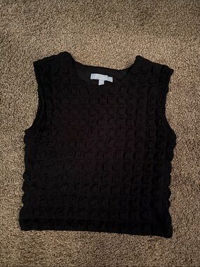 ANTONIO MELANI Black Textured Sleeveless Knit Tank